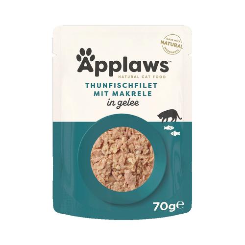 Sparpaket: 32x70g Applaws Pouch in Jelly Thunfisch mit Makrele Katzenfutter nass