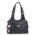 Catwalk Collection Handbags - Women's Leather Shoulder Bag - Medium Top Handle Bag - ROXANNA - Black