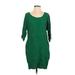 Zara Casual Dress - Shift Scoop Neck 3/4 sleeves: Green Print Dresses - Women's Size X-Small