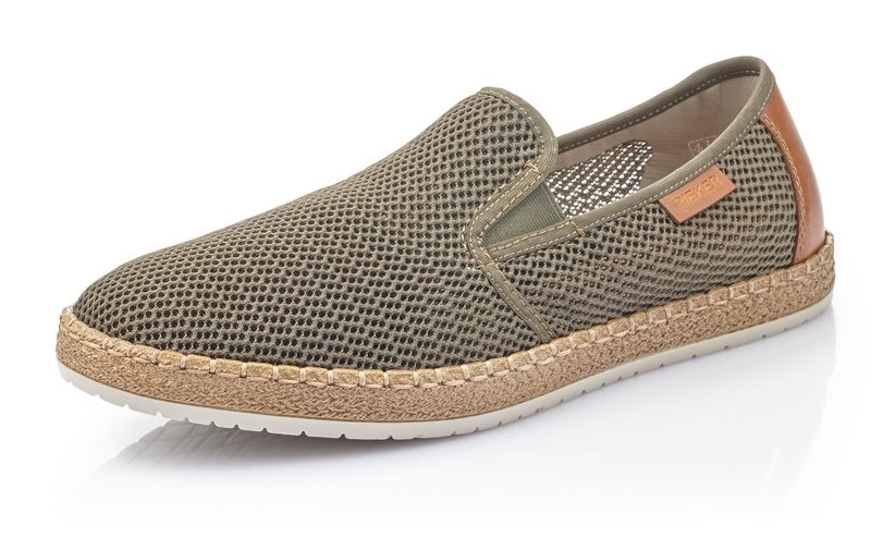 Espadrille RIEKER, Herren, Gr. 44, grün (khaki), Textil, Schuhe Espadrille, mit luftdurchlässiger Perforation