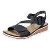 Riemchensandale RIEKER, Damen, Gr. 41, schwarz, Lederimitat, elegant, Schuhe, Sommerschuh, Sandalette, Keilabsatz, mit asymmetrischem Riemchen