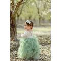Sage Green Lace Flower Girl Dress , Scalloped Edges Back Party For Girls