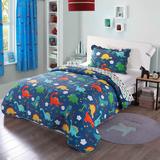 100% Cotton Kids Quilt Bedspread Comforter Set Throw Dinosaur Twin