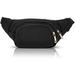 Black Plus Size Travel Fanny Pack, Unisex Belt Bag with Adjustable Strap 34-60"