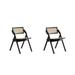 Manhattan Comfort Lambinet Folding Dining Chair in Black and Natural Cane - Set of 2