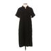 LOGO by Lori Goldstein Casual Dress - Shirtdress Collared Short sleeves: Black Print Dresses - Women's Size 2X-Small