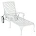 Cast Aluminum Lying Bed with Wheels Outdoor Chaise Lounge Chair with Adjustable Backrest Breathable Cross Recliner Chair for Patio/Pool/Beach/Yard White