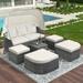 Smuxee Contemporary Patio Round Daybed with Retractable Canopy Sofa 49.6 lb White