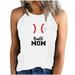 Mothers Day Shirts for Women Tunic Mom Letter Baseball Graphic Sleeveless Tank Tshirts Summer Round Neck Gifts Shirt