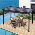 13x10 Ft Outdoor Retractable Pergola with Shade Canopy Patio Gazebo with Adjustable Sliding Sun Shade Canopy Heavy-Duty Steel Frame Patio Furniture Set for Garden Porch Backyard