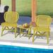 3 Pieces Patio Table Chair Set Hollow Design All Weather Conversation Bistro Set Modern Outdoor Coffee Table with Open Shelf and Lounge Chairs with Widened Seat for Balcony Garden Yard Yellow