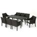 GDF Studio Alanna Outdoor Wicker 9 Piece Dining Set with Cushion Multibrown and Beige