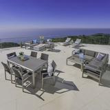 Coral Coral Outdoor Sofa and Chat Sets with a Wicker Top Dining Set Lounges and a Light Grey Firepit