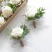 Pack of 6 Ivory Rose Boutonnieres for Best Men Groom Groomsmen White Wedding Prom