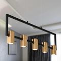 Modern 5-Light Black Gold LED Rectangle Chandelier Hanging Pendant Light for Dining Room - 27.5 L x 1.5 W x 12 H