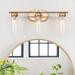 Modern 3-Light Gold Bathroom Wall Sconces Linear Glass Vanity Lights 40 Gold+glass 3 lights - L21.5 x W5.1 x H10 Brass Painted