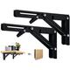 2Pcs Folding Shelf Bracket 250Mm Folding Bracket Wall Shelf Heavy Duty Folding Bracket Black Folding Console Bracket For Table Wall Shelf 50Kg Load Bearing