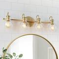 Bela Modern Gold 4-Light Bathroom Vanity Lights Glass Dimmable Wall Sconces 4-Light L 28.3 * W 6.3 * H 8.7 25 to 36 Inches