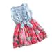 Flower Girl Dress Short Sleeve Mini Dress Floral Print Red 130