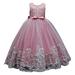 Summer Dresses For Girls Flower Lace For Kids Wedding Bridesmaid Pageant Party Formal Long Maxi Gown Big First Birthday Dance Prom Sequin Bowknot Puffy Tulle Formal Dress