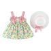 Printed Dress Girls Hat Baby Bowknot Princess 6M-3Y Suspenders Floral Sleeveless Set Girls Dresses Baby Clothes Dress Christmas Sweater Dress for Girls