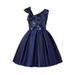 gvdentmGirls Dresses Girls Fall Dress Round Neck Long Sleeve Ruffle Fan Swing Maxi Long Dresses with Belt Blue 4-5 Years