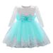 Baby Girls Ruffle Long Sleeve Lace Bowknot Flower Dresses Pageant Party Wedding Princess Dress Girls Dress plus Size