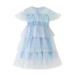 Girls Dresses Short Sleeve Mini Dress Gradient Print Blue 140