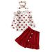 Toddler Outfits Sets Summer Girls Long Sleeve Love Print Ribbed Tops Skirt Headbands 3Pcs Kids Clothes Suit