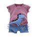 Baby Boy Girl Clothes OutfitsCotton3D Dinosaur TopCasual2PC Set Toddler Suspenders Outfit Boy