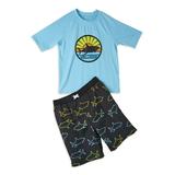 IXtreme Baby and Toddler Boy Neon Shark Rash Guard and Swim Trunks Set 2-Piece Sizes 12M-4T