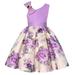 Girls Midi Dress Short Sleeve Mini Dress Floral Print Purple 110