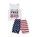 ZHAGHMIN Baby Sets for Boys Toddler Baby Girl Shorts Set 4Th Of July Clothes Independence Day Star Stripe Vest Tops Denim Pants Summer Outfit 6 Piece Set Baby Clothes 3 Months 4T Boys Outfits Outfit