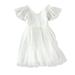 Girls Dresses Short Sleeve A Line Short Dress Casual Print White 130