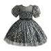 Girls Dresses Short Sleeve Casual Dresses Casual Print Black 110