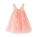 Girl s Summer Dresses Sleeveless Midi Dresses Solid Print Pink 90