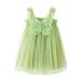 adviicd Toddler Dress Short sleeveless Girls Dress Chiffon Floral High-Low Tie Waist Party Princess Green 3-4 Years