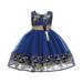 Little Girl Dresses Summer Casual Short Sleeve Casual Dress Casual Print Dark Blue 90