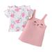 KIMI BEAR Infant Girls Outfits 3 Months Infant Girls Spring Summer Outfits 6 Months Infant Girls Casual Bunny Prints Cozy Short Sleeve Top+Dress 2PC Sets