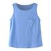 Toddler Girl Boy Crewneck Solid Basic Tank Tops Sleeveless Casual Dance Top With Pocket Size XXL Blue