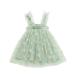 gvdentm Little Girls Cotton Dress Sleeveless Casual Summer Sundress Flower Printed Jumper Skirt Girls Easter Dress Mint Green 3-4 Years