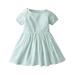 Dresses for Girls Short Sleeve Mini Dress Striped Mint Green 90