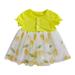 Girls Dresses Short Sleeve Casual Dress Casual Print Yellow 74