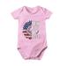 ZHAGHMIN 0-6 Months Baby Girl Clothes Boys And Girls Independence Day Cartoon Print Floral Just Here To Bangs Short Sleeved Crawl Clothes 1 To 10 Years Old Children 18 Month Girl Clothes 4 Month Gir