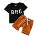 Set 024 Months Sleeve Letter Outfits T-shirt Short Tops Shorts Clothes Summer Solid Boys Elastic Casual Boys Outfits&Set Pant Suits for Kids