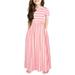 Flower Girl Dress Short Sleeve Mini Dress Striped Pink 9