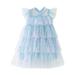 ZHAGHMIN Teen Clothes Girls Trendy Toddler Girls Fly Sleeve Rainbow Star Sequins Prints Tulle Princess Dress Dance Party Dresses Clothes Daisy Dress for Girls Clothes for Girls Dress Dress Baby Girl