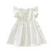 Girls Midi Dress Short Sleeve Princess Dress Casual Print White 100