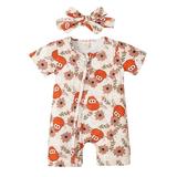 ZHAGHMIN White Jumpsuit Baby Boy Boys Girls Short Sleeve Cartoon Cow Prints Pullover Romper Sweatshirt Jumpsuit 5 6 Boys Clothes 2T Boy Footless Pajamas Baby Boy Easter Romper Toddler Boy 9 Months C