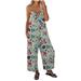 Women Summer Casual Sleeveless Wide Leg Jumpsuit Lady Comfortable Print Rompers Overalls Female Baggy Romper Playsuit Cargo Pants Long Bib Pants